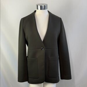 Judith and Charles Olive Collarless Blazer